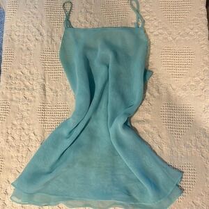 Vintage Jones New York baby blue sheer mini dress size M